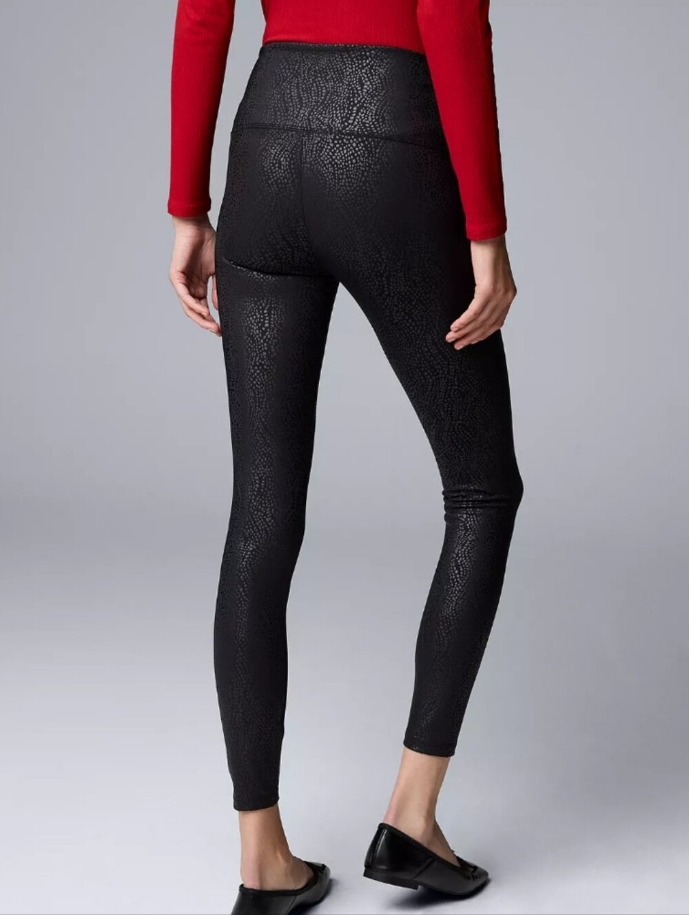 Simply Vera Wang High-Rise Black Faux Leather Shaping Leggings